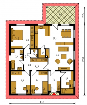 Mirror image | Floor plan of ground floor - BUNGALOW 189